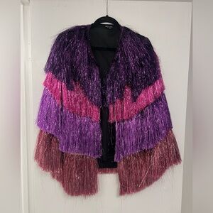 Nasty Gal metallic tiered tinsel fringe open front jacket